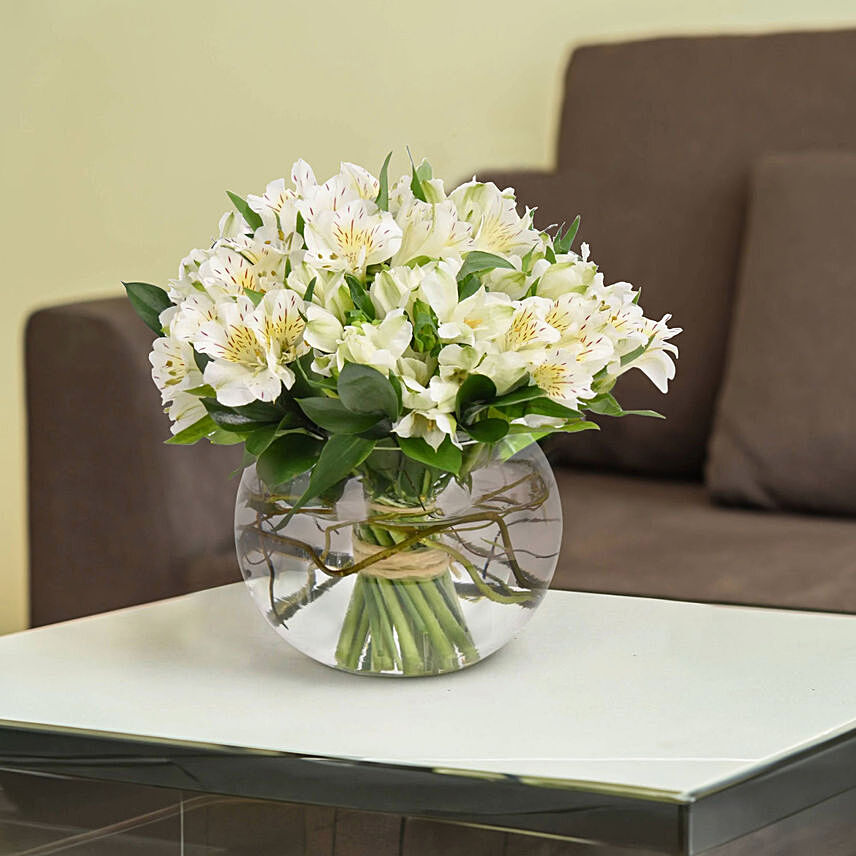 White Peruvian lily Arrangement: Table Centerpieces