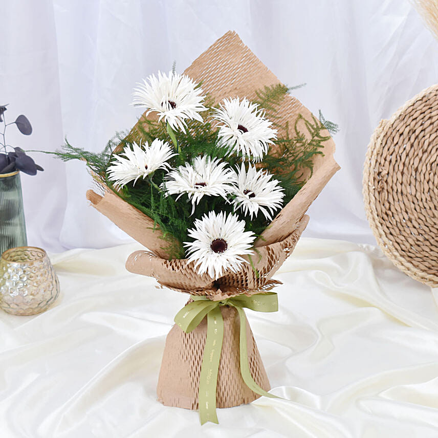 White Spider Gerberas Bouquet: Premium Flowers