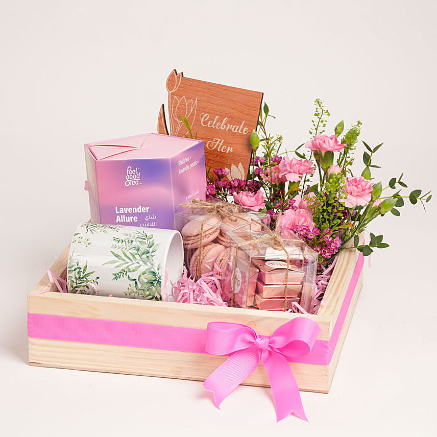 Celebrate Her Pink Gift Tray: Mothers Day Gift Hamper