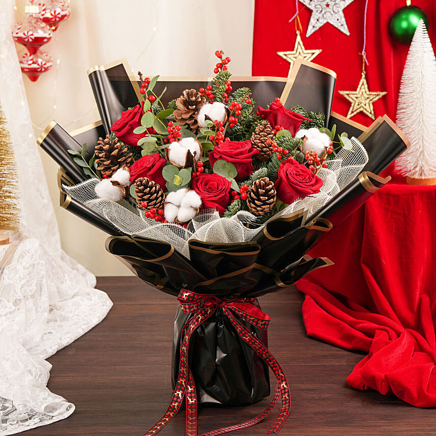 Merry Berry Flowers Bliss Arrangement: Christmas Gifts : 1 Hour & Same Day Delivery