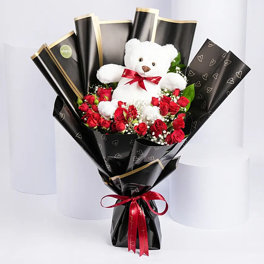 I Love You Beary Much: Valentine Day Roses