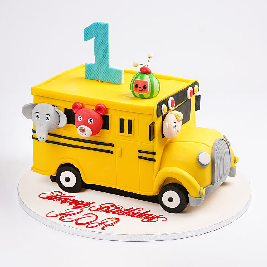 Animals in Bus Kids Birthday Cake: Birthday Cakes to Ajman