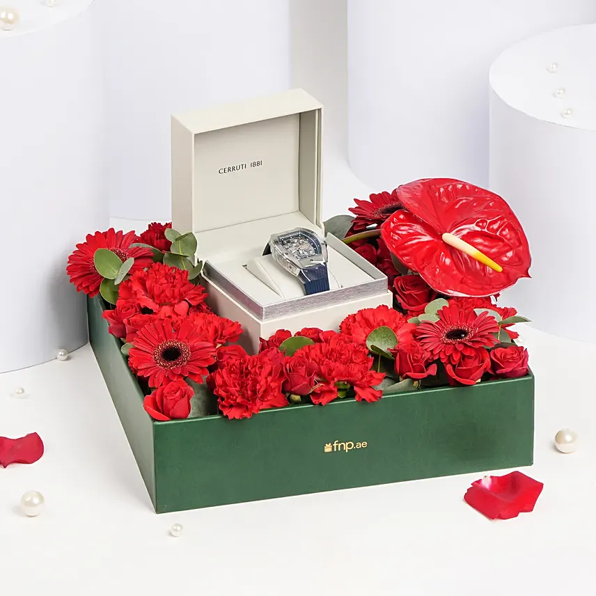Cerruti 1881 Watch For Him with Flowers: Valentines Day Gifts to Abu Dhabi