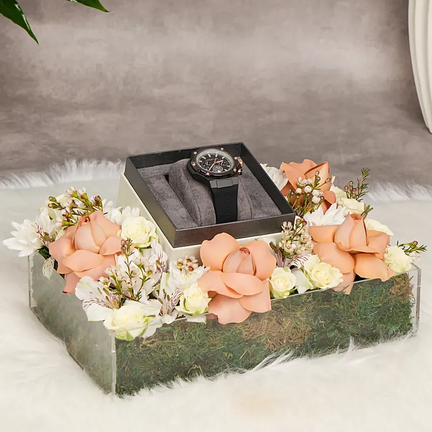 Love Until the End of Time Cerruti 1881 Watch and Flowers: Propose Day Gift Ideas