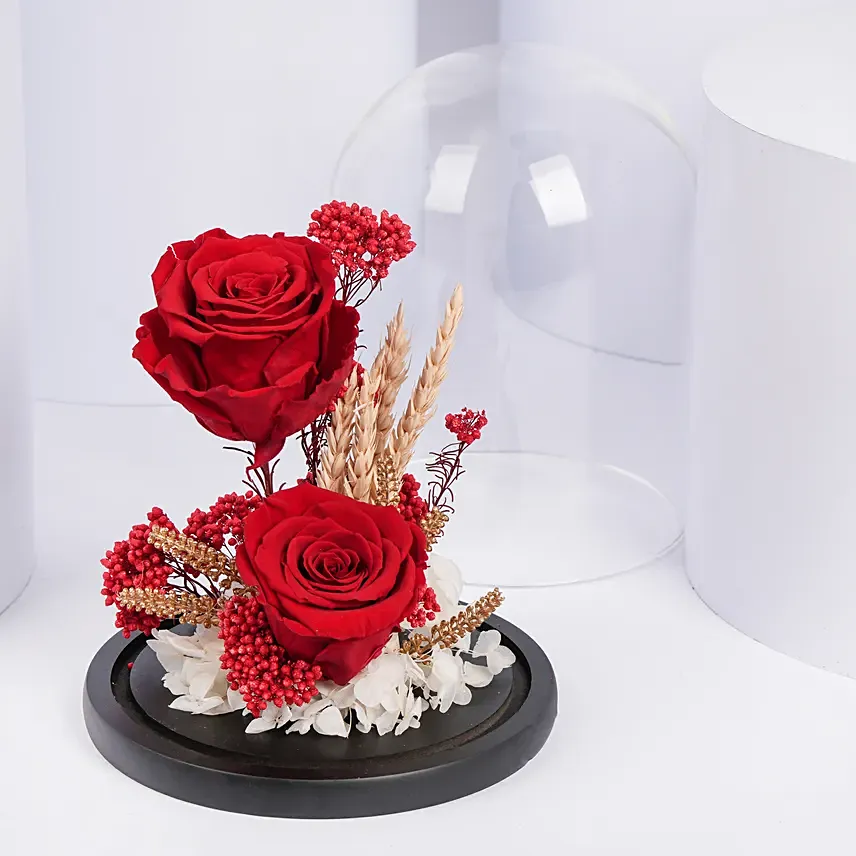 Dual Red Forever Roses in Dome: Artificial Flowers Dubai