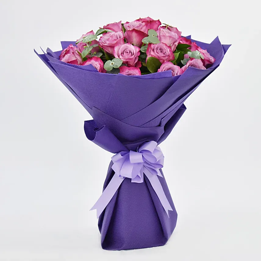 Eternal 20 Purple Roses Bouquet: Womens Day Flowers to Sharjah