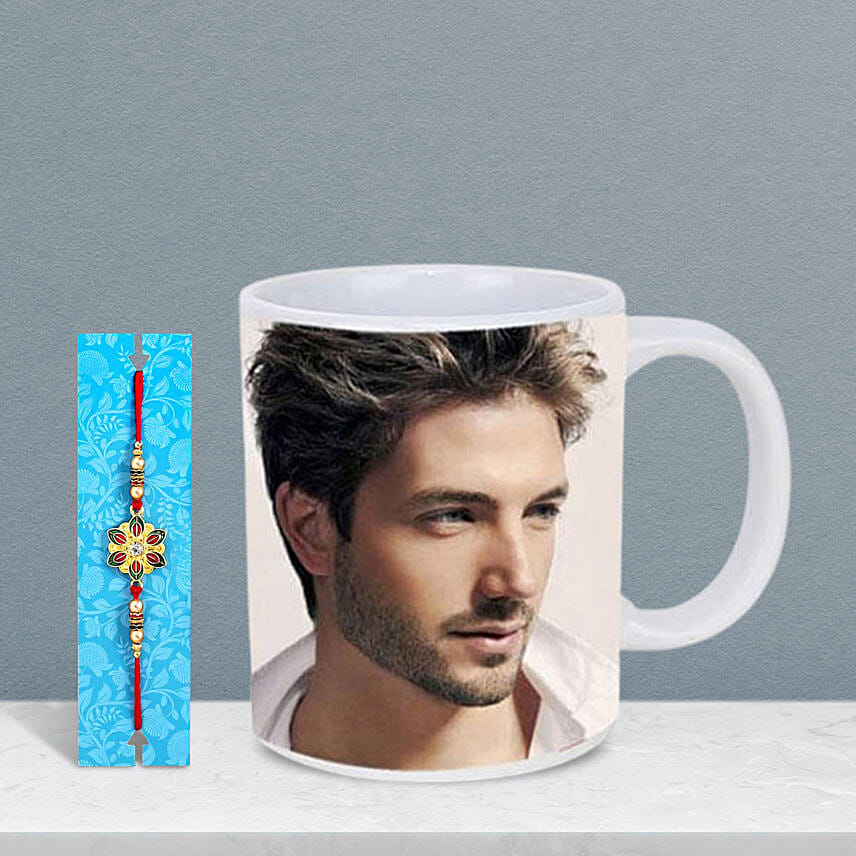 Ethnic Rakhi With Customizable Photo Mug: Rakhi With Mugs