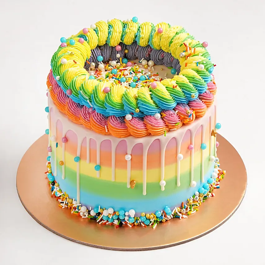 Exquisite Vanilla Rainbow Cake: 