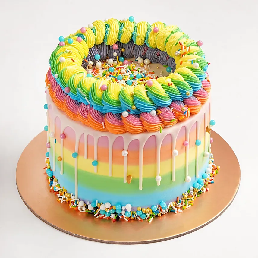 Exquisite Vanilla Rainbow Cake: Designer Cakes for Birthday Celebrations