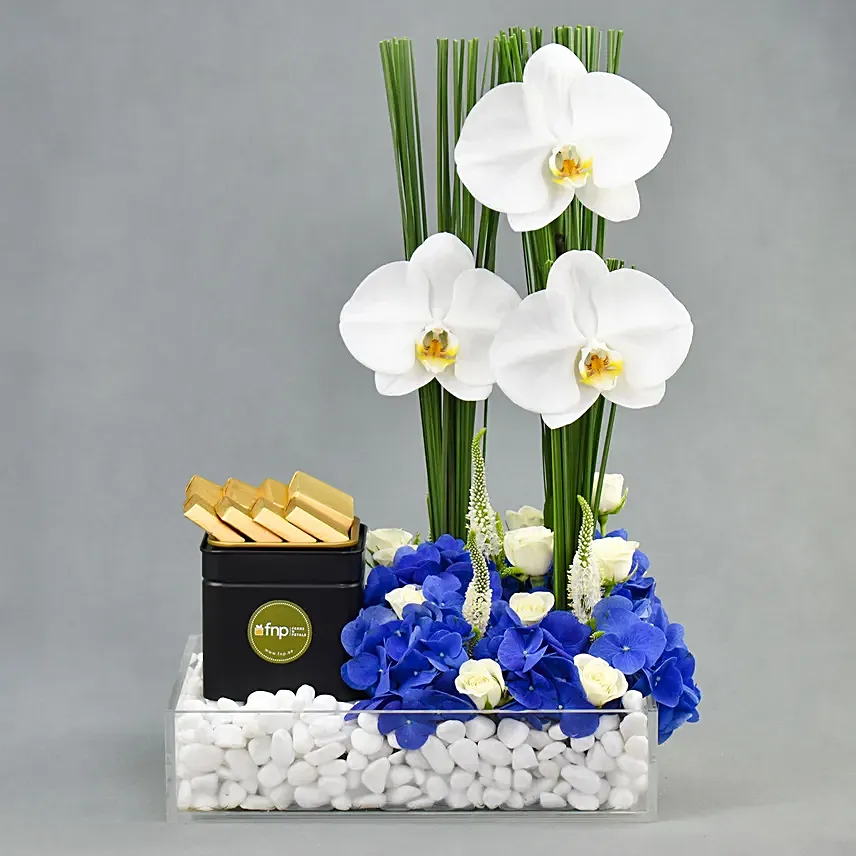 Floral Paradise with Chocolates: New Born Gifts