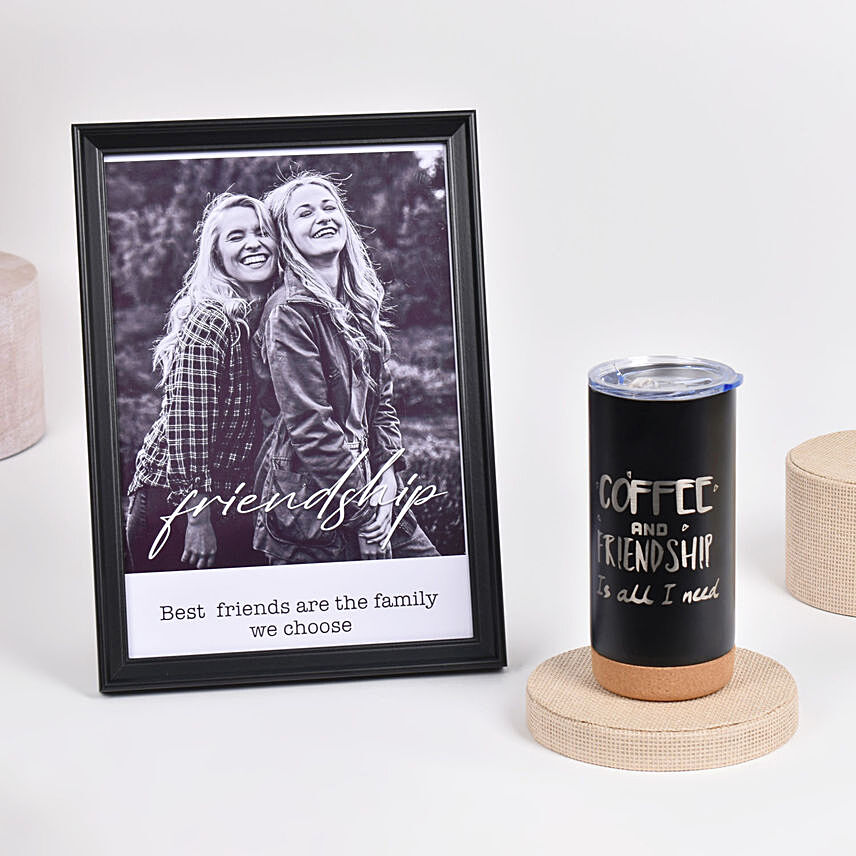 Friendship Day Frame With Tumbler: Personalised Photo Frames