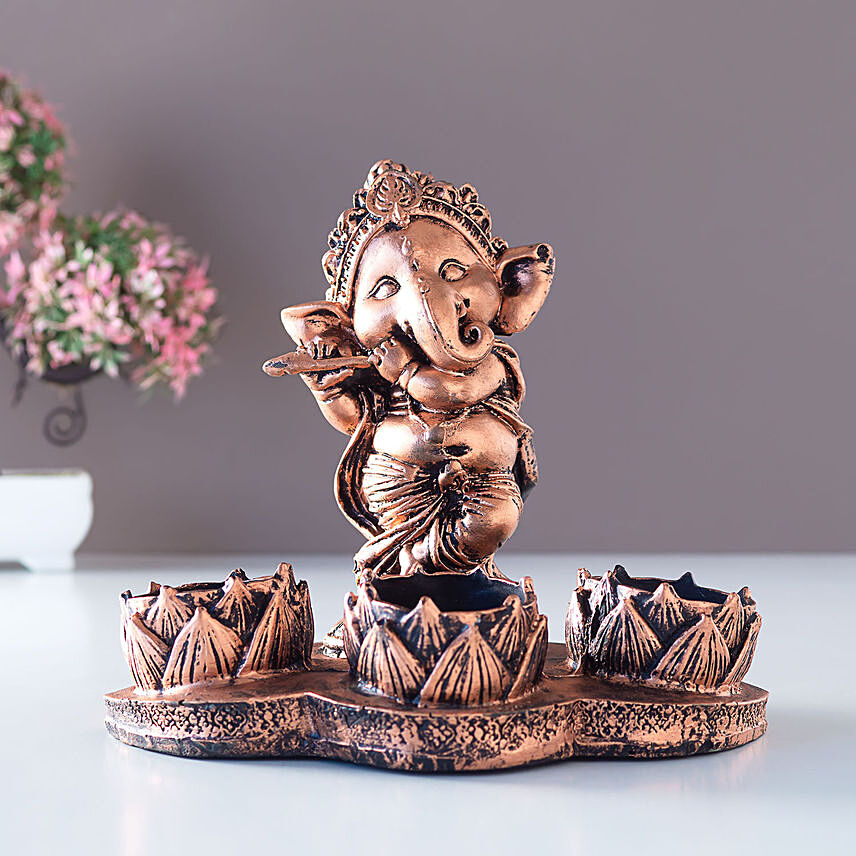 Ganesha Idol With Candle Stand: 