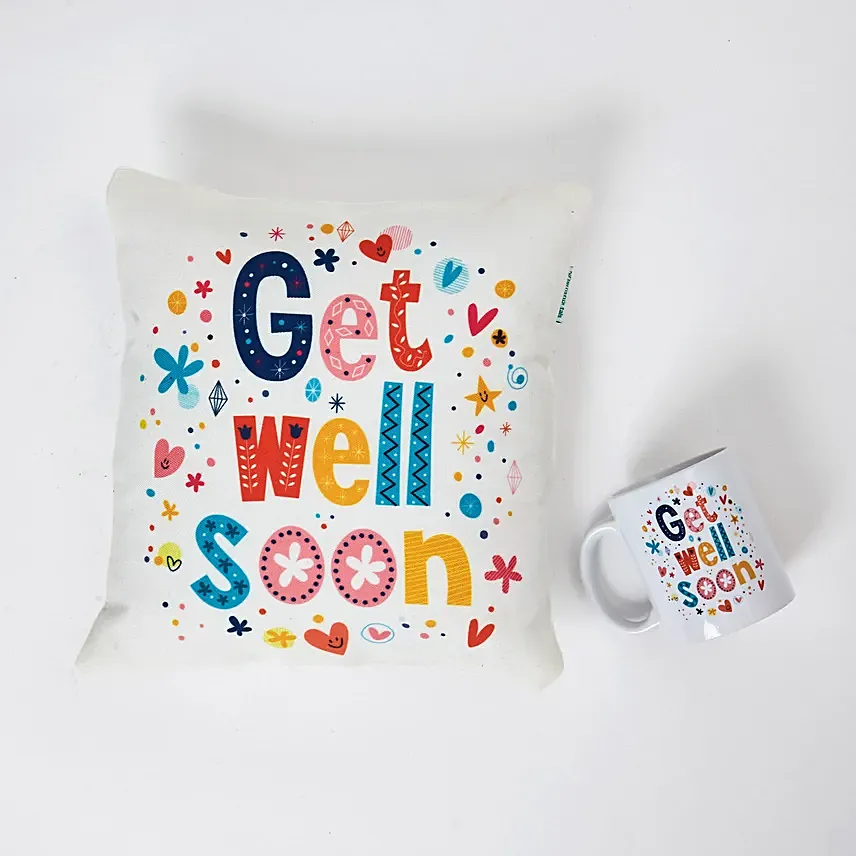 Get Well Soon Cushion N Mug Combo: 