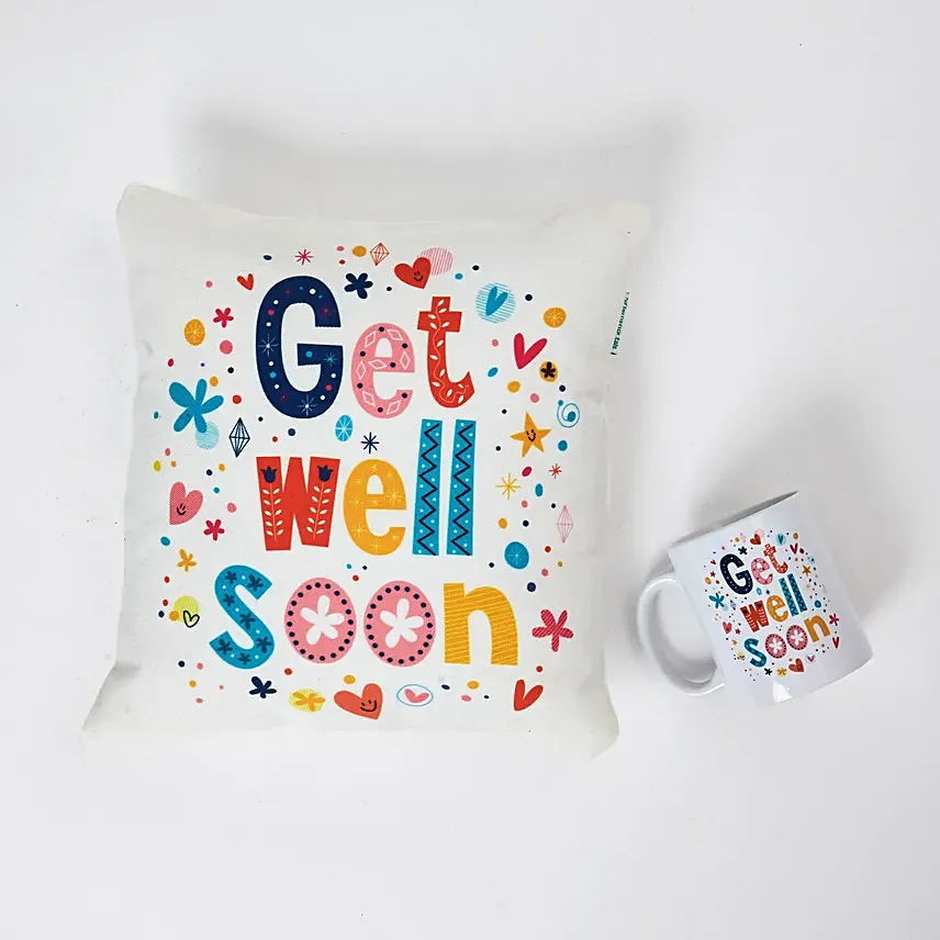 Get Well Soon Cushion N Mug Combo: Personalised Combos