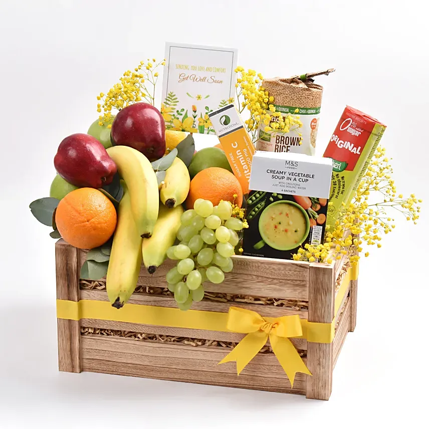 Get Well Soon Wish Basket: Fruits Arrangement