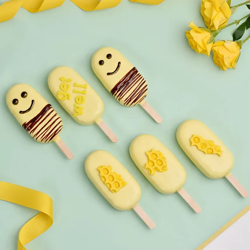 6قطع كيك بوبسيكل بالشوكولاته بتصميم النحلة: هدايا الطعام