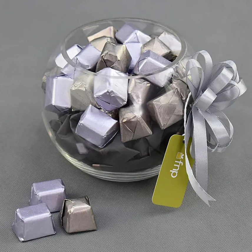 Glass Bowl of Gourmet Chocolates: 