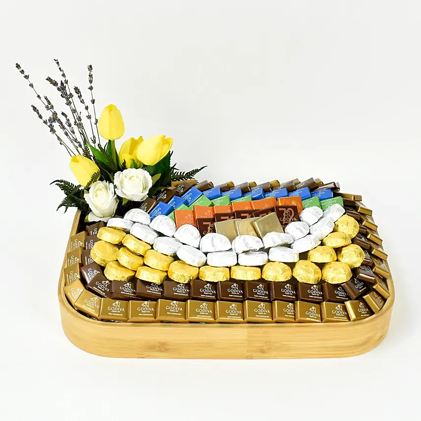 Godiva Chocolates and Flowers Arrangement: Godiva Chocolates