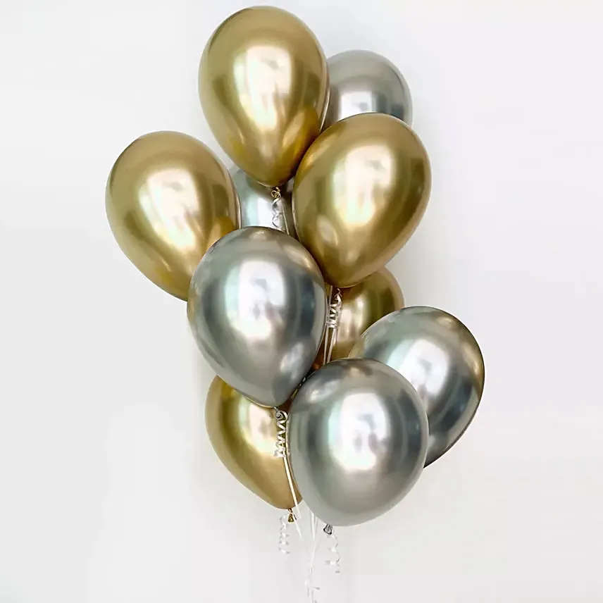Gold and Silver Chrome Balloons: 