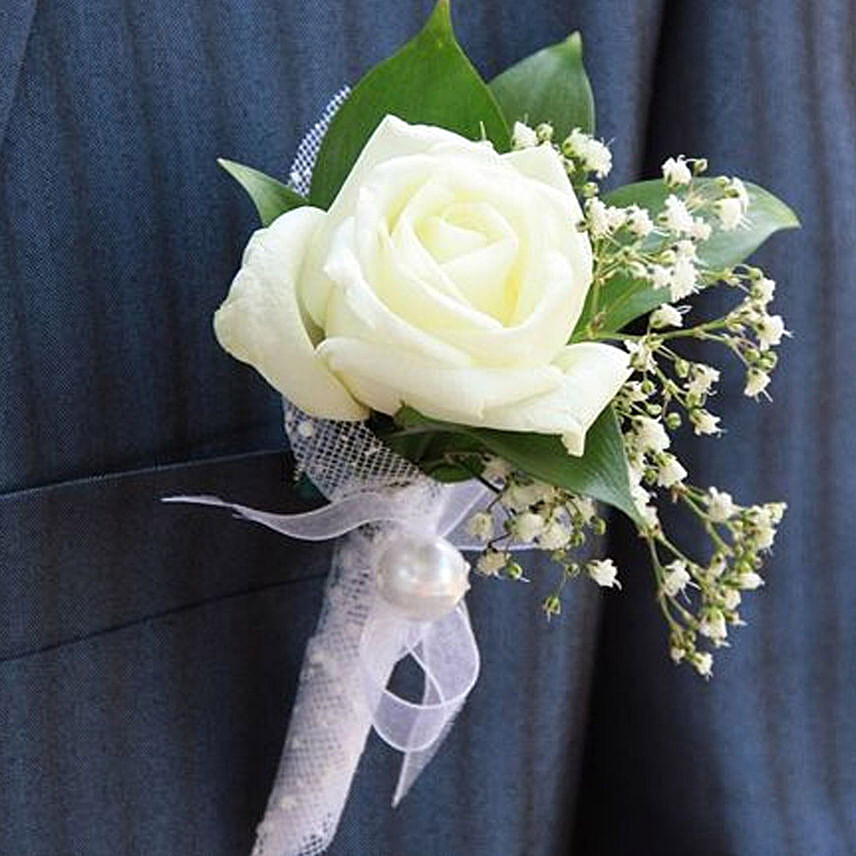 Gorgeous White Rose boutonniere: Wedding Bouquets