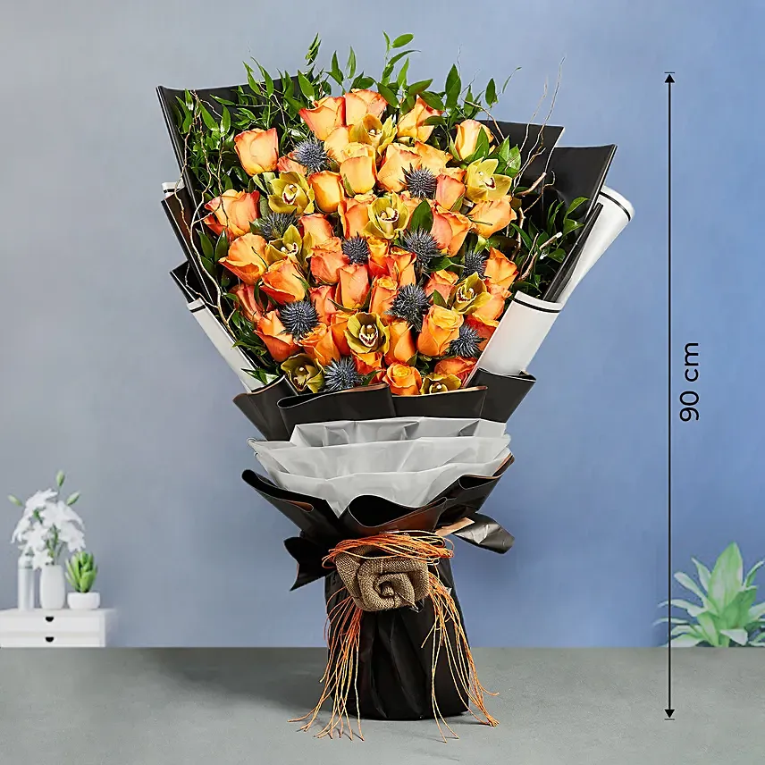 Grand Orange Roses Bouquet: I Am Sorry Flowers 