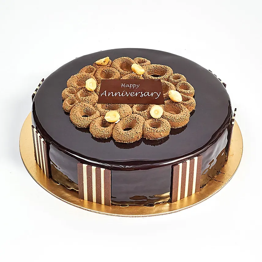 Half Kg Chocolate Hazelnut Cake For Anniversary: 1st Wedding Anniversary Gift