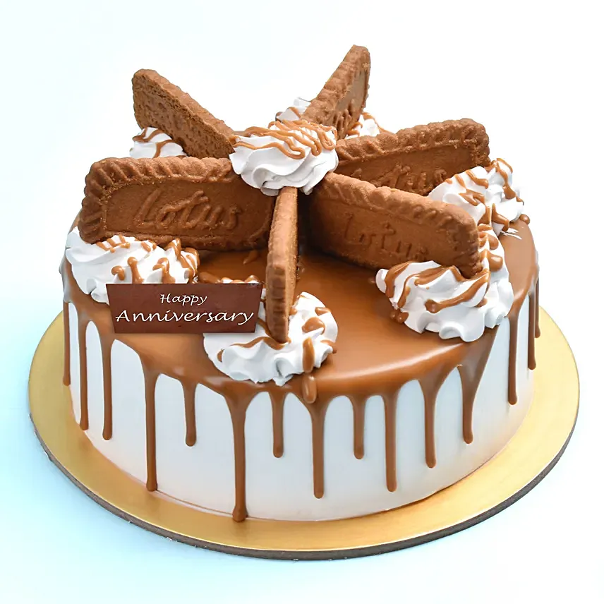 Half Kg Lotus Biscoff Cake For Anniversary: Anniversary Cakes to Abu Dhabi