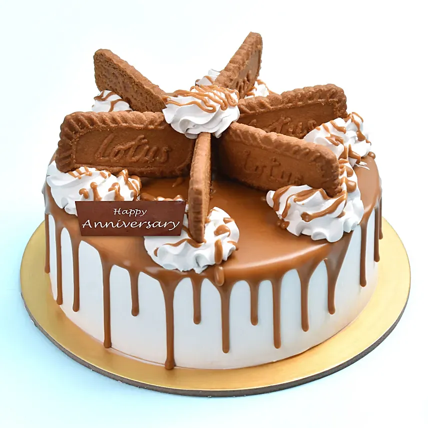 Half Kg Lotus Biscoff Cake For Anniversary: 1st Wedding Anniversary Gift