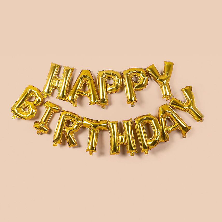 Happy Birthday Alphabet Golden Balloon Set: Birthday Gifts in Abu Dhabi