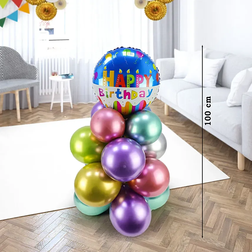 Happy Birthday Balloon Pillar: Balloon Decoration Dubai