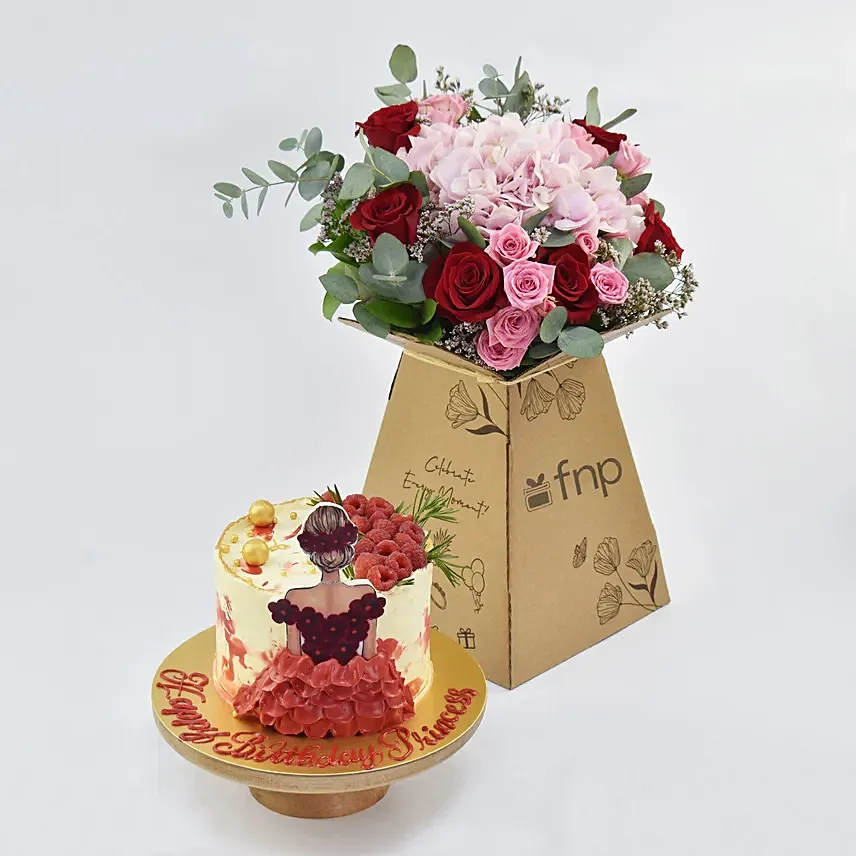 Happy Birthday Princess Cake With Flowers: 