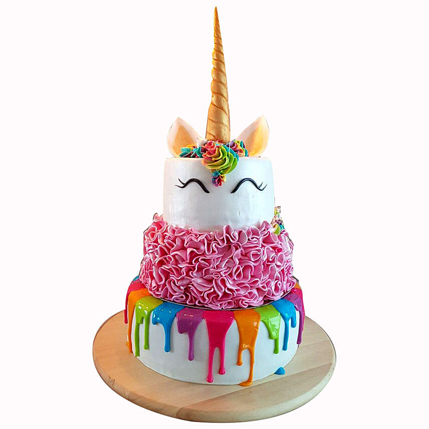 Happy Unicorn 3 Layered Cake: Unicorn Cake Dubai