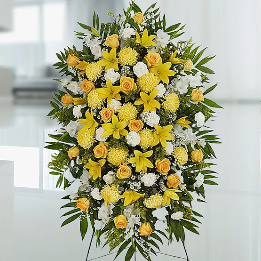 Happy Yellow Flower Stand: Flower Wreath