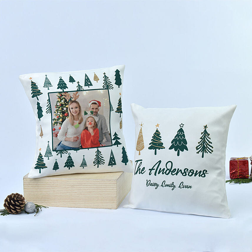 Holiday Cheer Personalised Cushion Set: Christmas Gift For Boyfriend