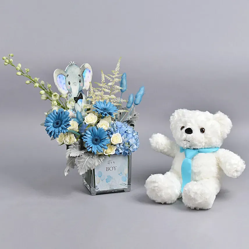 Its a Boy Flowers And Teddy: Mixed Flowers