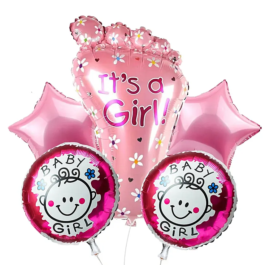 It's A Girl Foil Balloon Bouquet: New Born Gifts