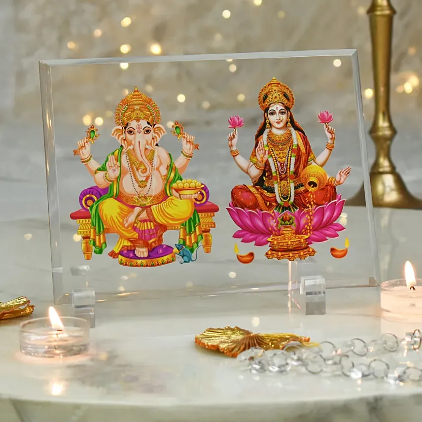 Laxmi Ganesha Acrylic Plaque: Karwa Chauth Personalised Gifts