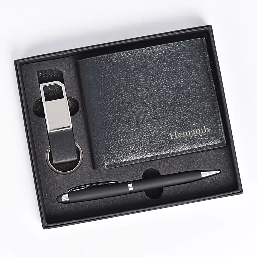 Leather Pen Keychain Wallet Gift Set: Personalised Gifts Offers