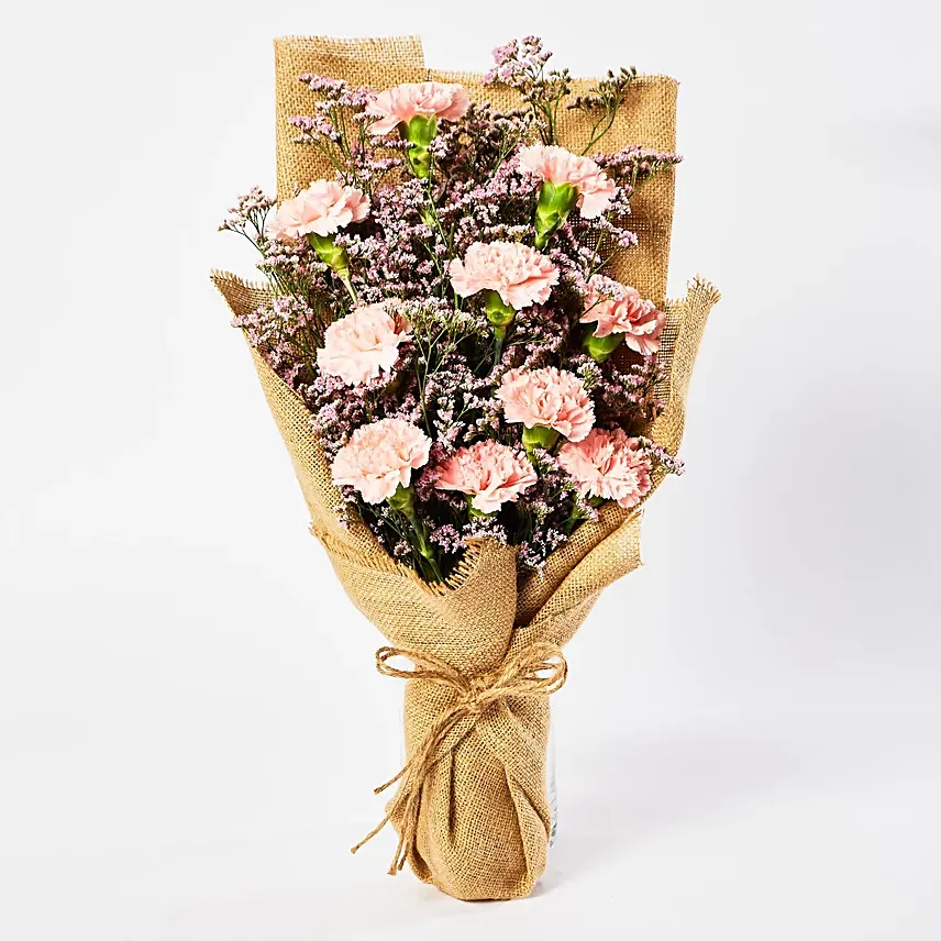 Lovely Pink Carnations Bouquet: Pink Flowers Delivery