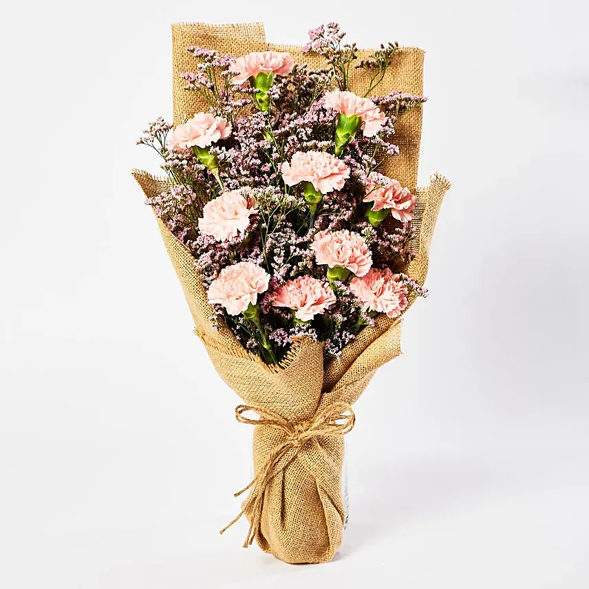 Lovely Pink Carnations Bouquet: Same Day Delivery Gifts for Mothers Day