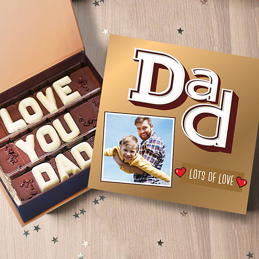 علبة شوكولاتة حروف بعبارة أحبك أبي مع ملصق حسب الطلب : هدايا مخصصة للأب