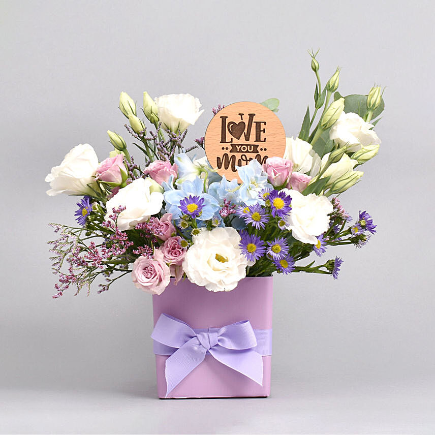 Love You Mama Purple Flower Vase: 