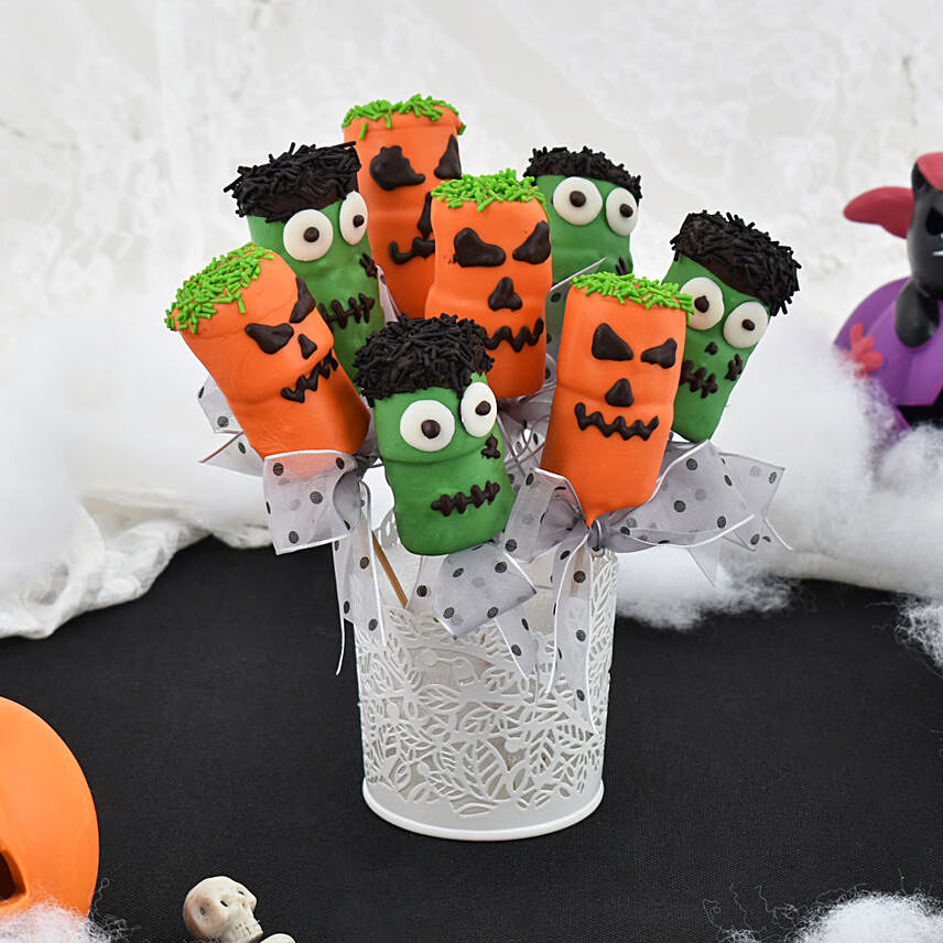Marshmallow Monster Arrangement: Halloween Gift Baskets