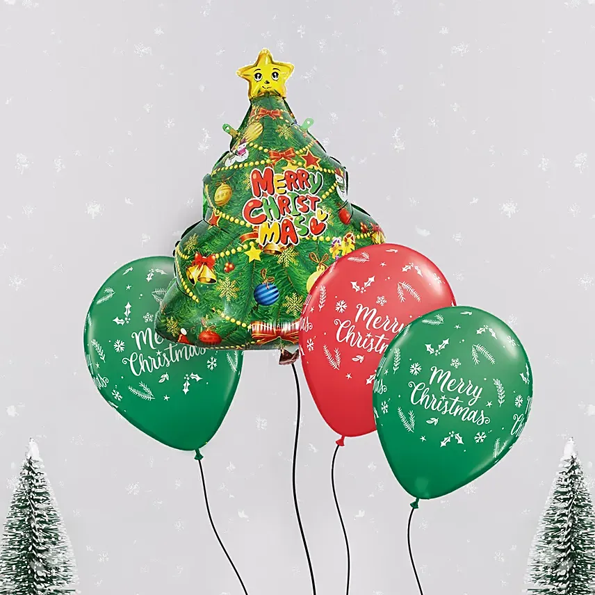 Merry Christmas and Tree Balloon Set: Merry Christmas Balloons
