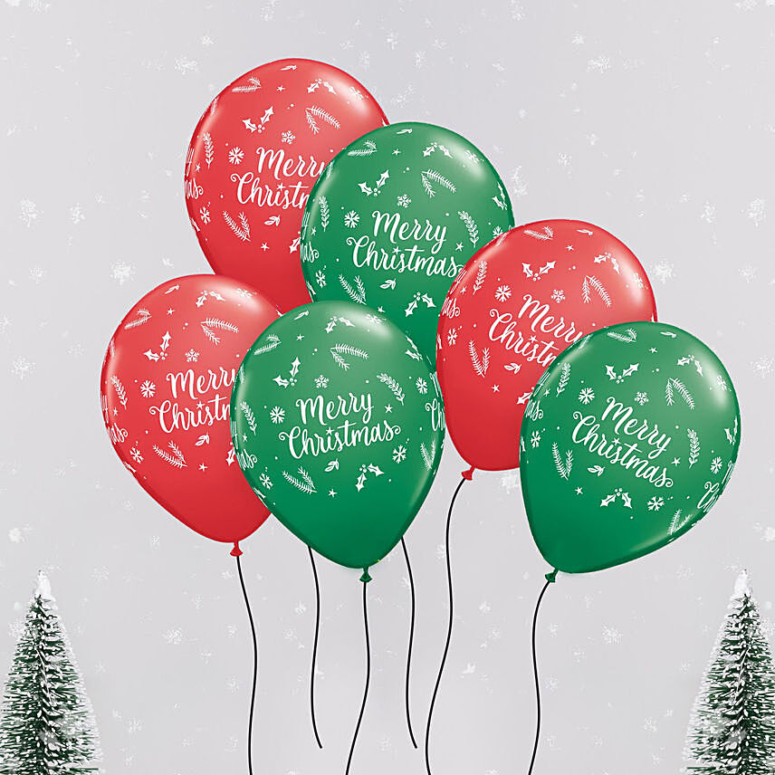 Merry Christmas Latex Balloon Set of 6: Merry Christmas Balloons