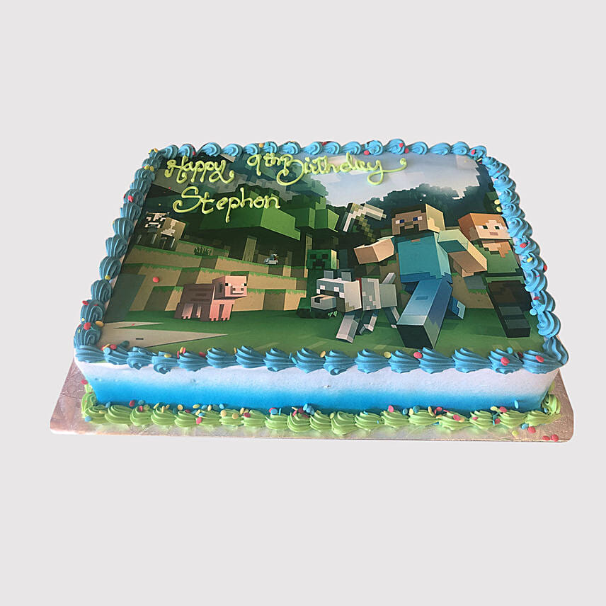 Minecraft Game Photo Cake: Minecraft Birthday Cake