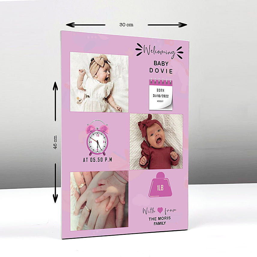 New Born Perosnalised Canvas Frame for Baby Girl: Baby Gifts in Dubai