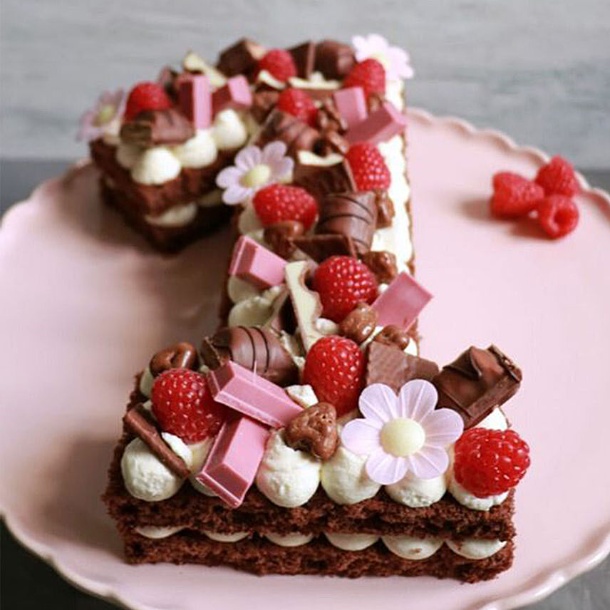 Number 1 Chocolates Berries Cake: 1 year birthday cake