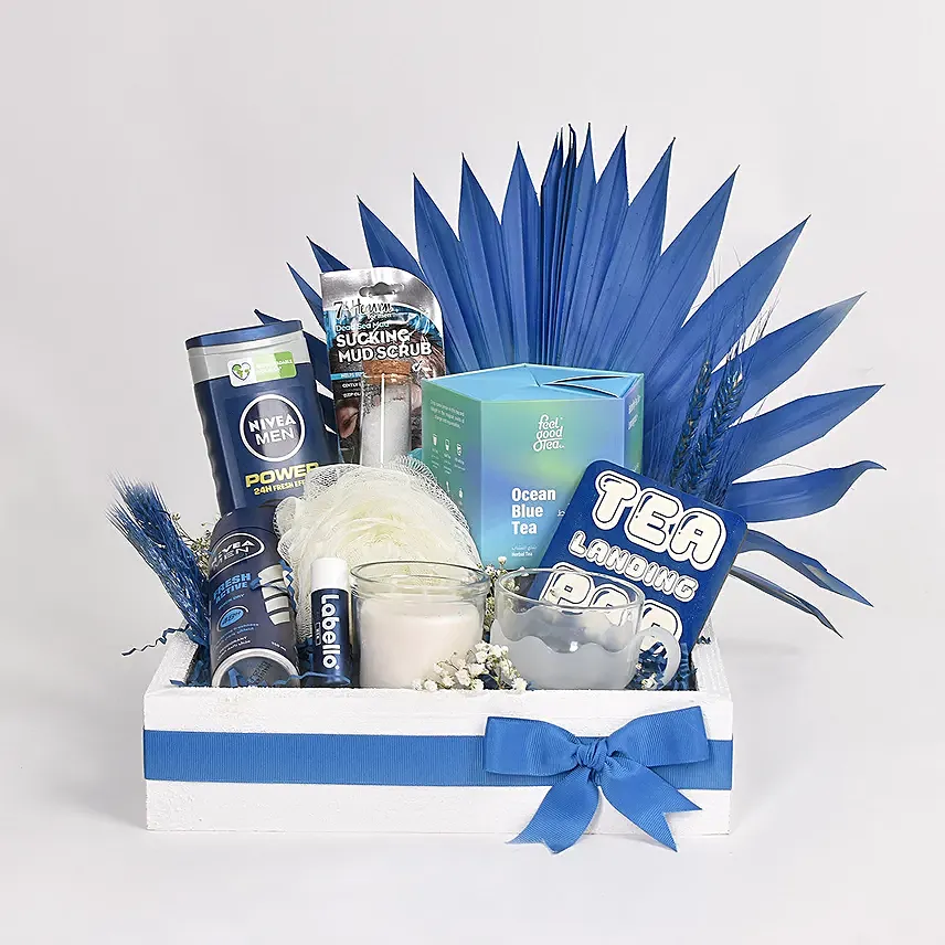 Ocean Blue Calming Hamper For Men: Personal Care Products