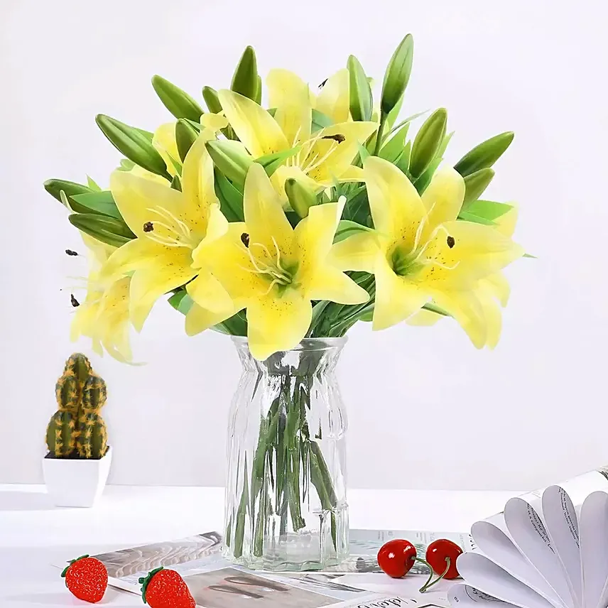 Oriental Charm Lilies Arrangement: Yellow Flowers